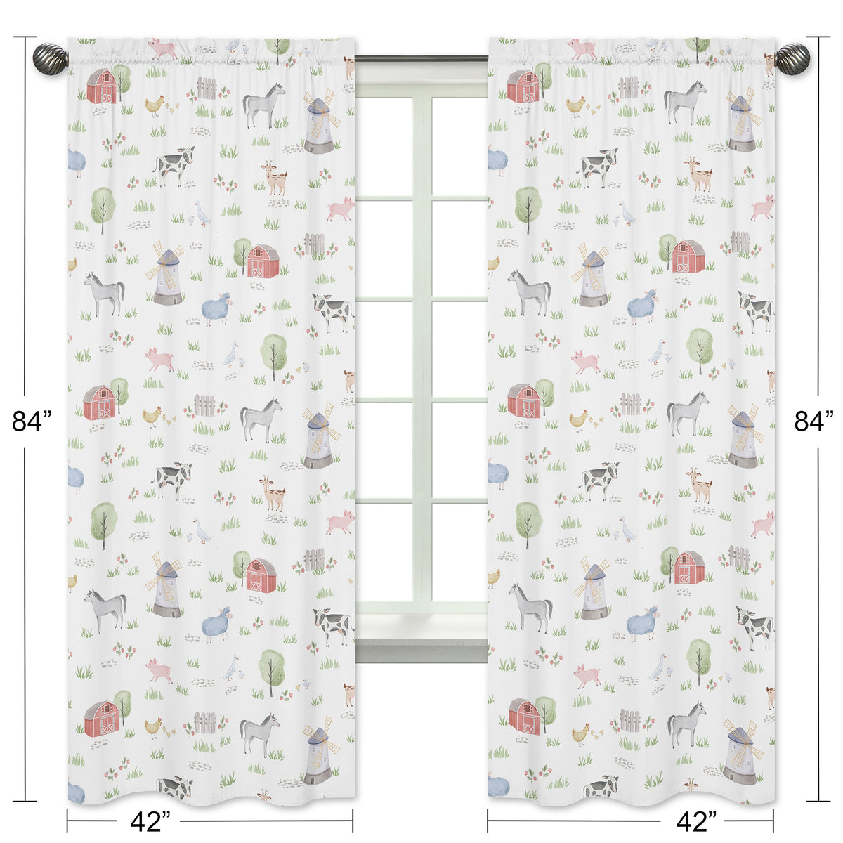 Farm Animals Collection Window Panels - Set of 2