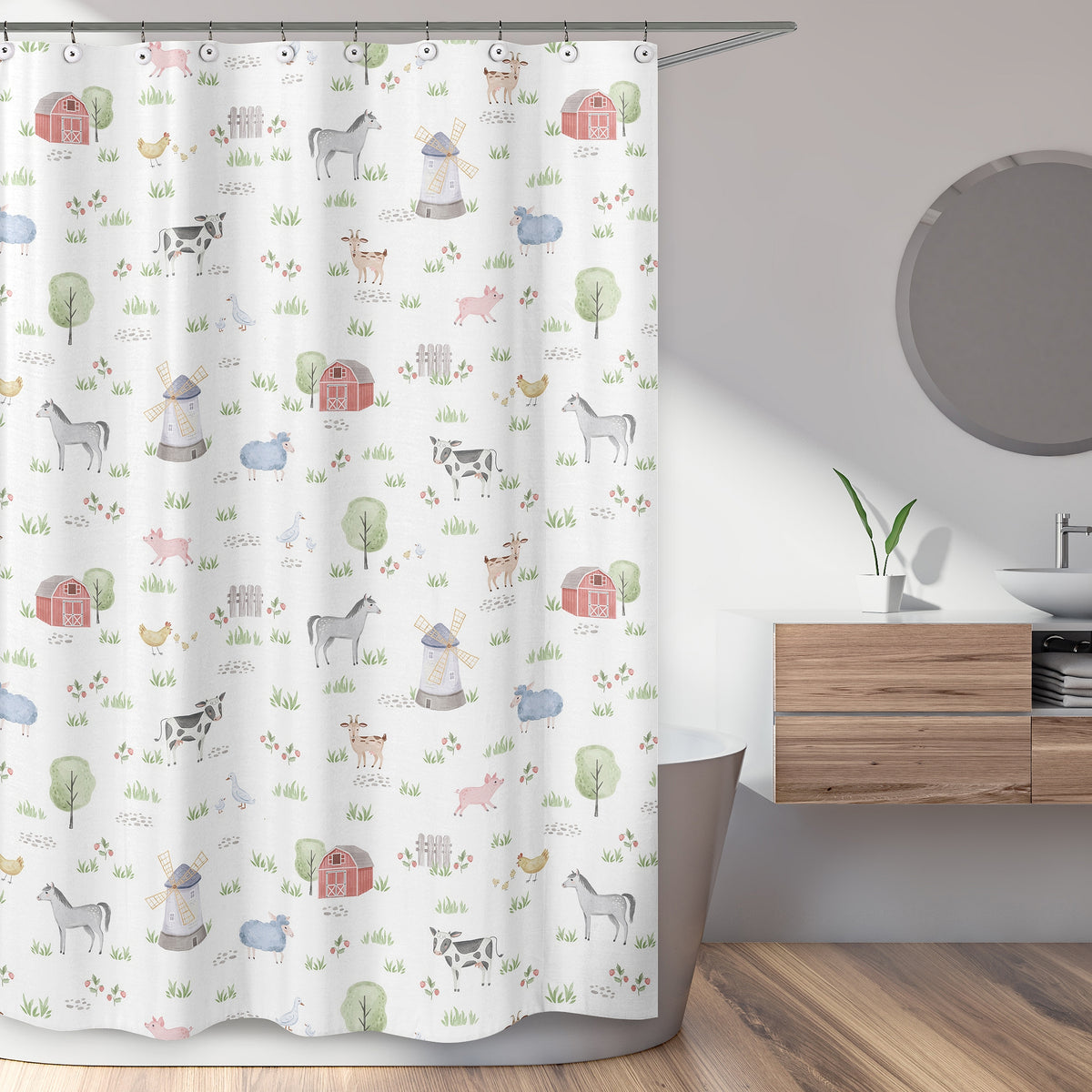 Farm Animals Collection Shower Curtain