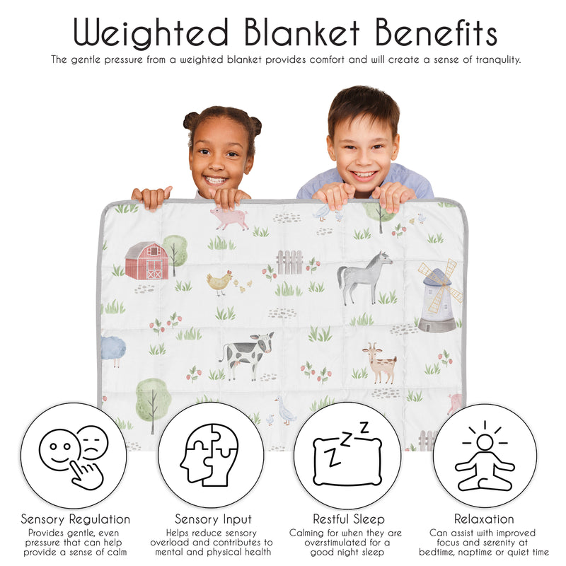 Farm Animals Collection Toddler 5lbs Weighted Blanket for Kids