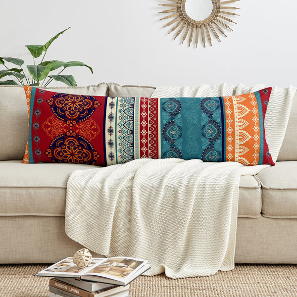 Red Boho Collection Full Length Body Pillow Cover
