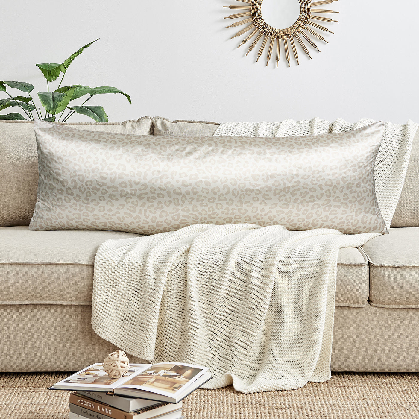 Cheetah Ivory and Gold Collection Full Length Body Pillow Cover