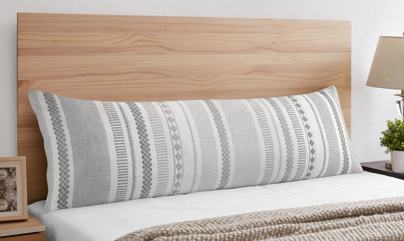 Grey Boho Tribal Jacquard Collection Vertical Stripes Full Length Body Pillow Cover