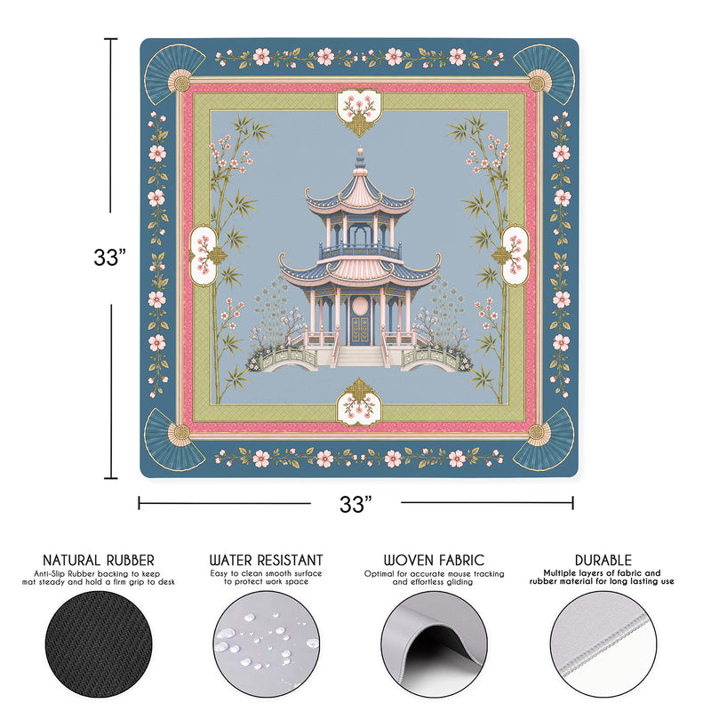Pink Pagoda Collection Mahjong Mat for Table - Shipped Rolled