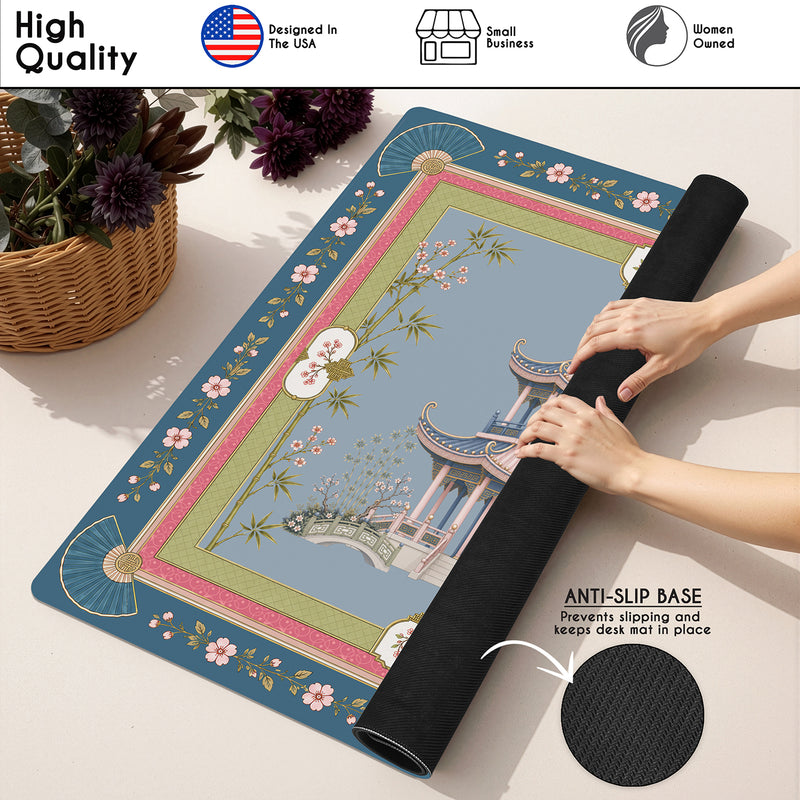 Pink Pagoda Collection Mahjong Mat for Table - Shipped Rolled