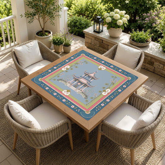 Pink Pagoda Collection Mahjong Mat for Table - Shipped Rolled