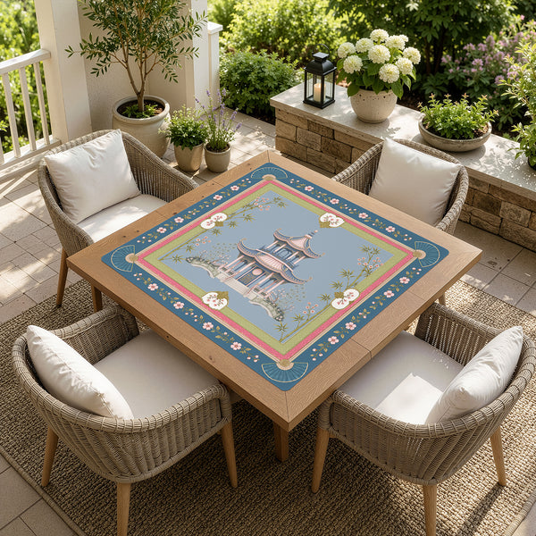 Pink Pagoda Collection Mahjong Mat for Table - Shipped Rolled alternate view