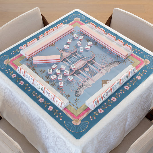 Pink Pagoda Collection Mahjong Mat for Table - Shipped Rolled