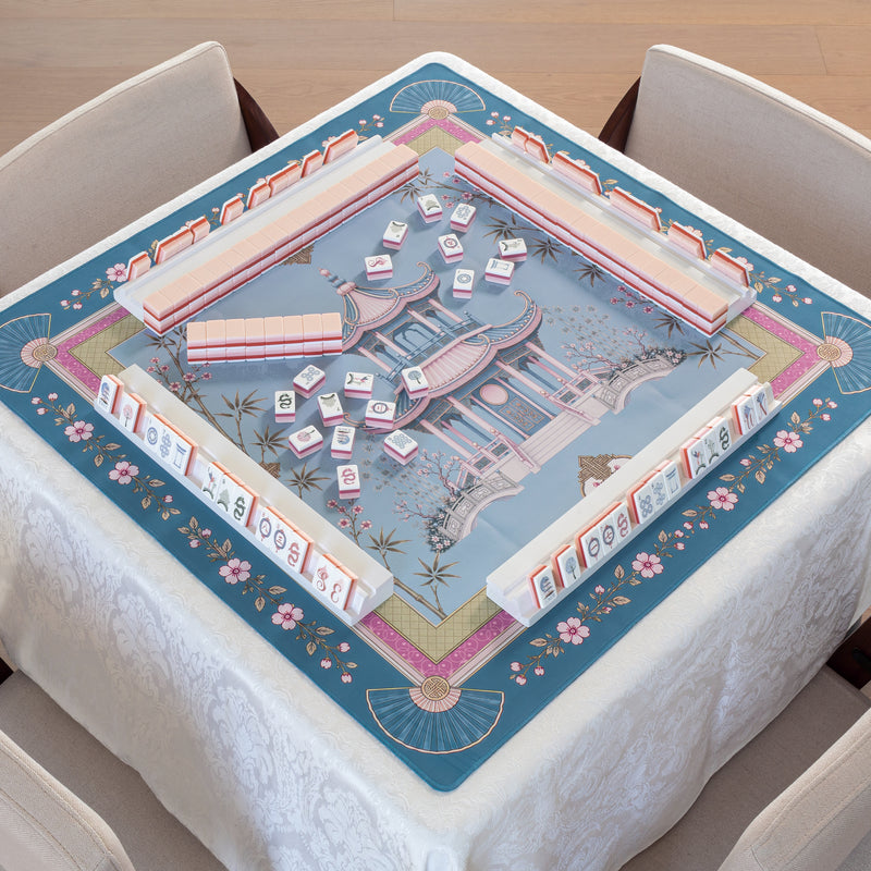 Pink Pagoda Collection American Mahjong Tile Set (160pc) 1.24in. Layered Acrylic with Travel Bag