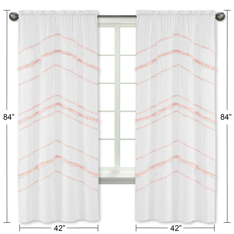 Boho Fringe Pink and White Collection Window Panels - Set of 2