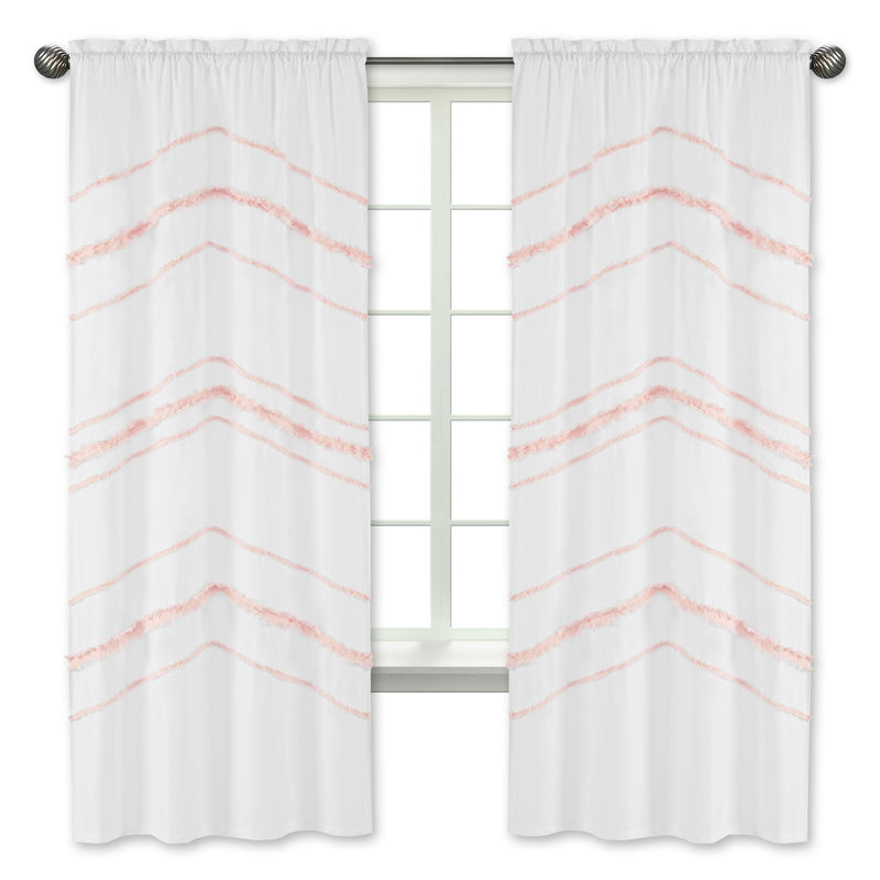 Boho Fringe Pink and White Collection Window Panels - Set of 2