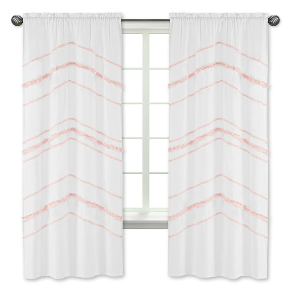 Boho Fringe Pink and White Collection Window Panels - Set of 2 alternate view