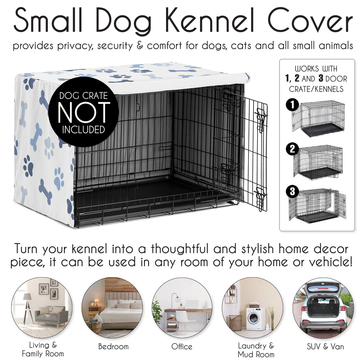 Paw and Bone Navy Blue Collection Dog Crate Kennel Cover 30in.