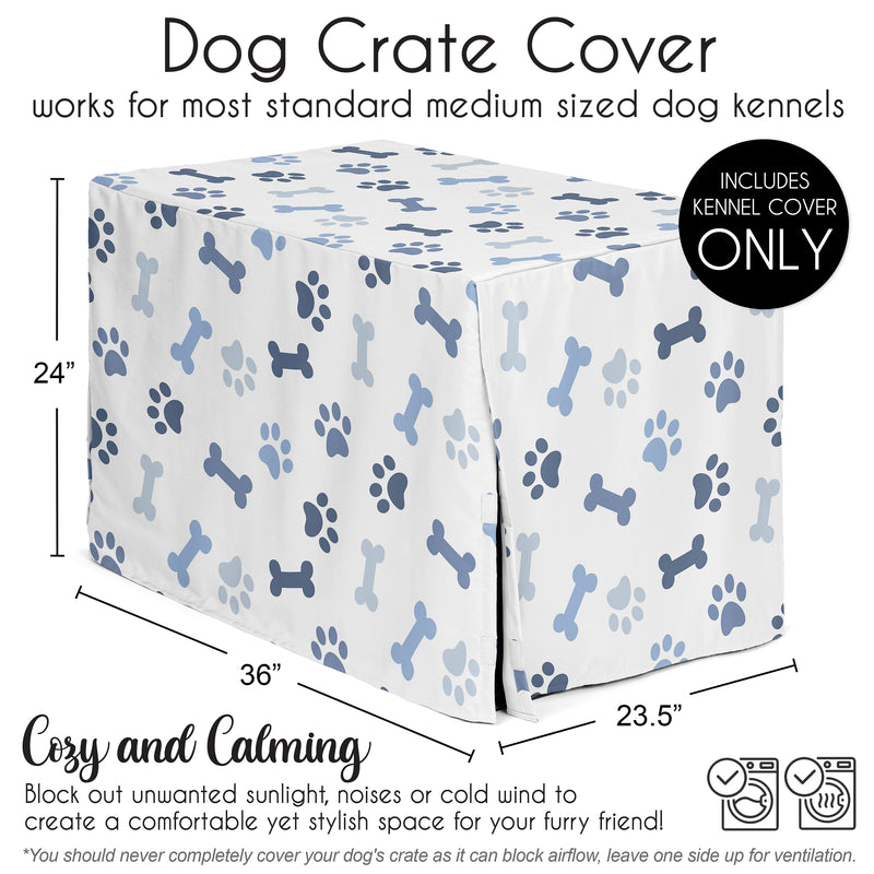 Paw and Bone Navy Blue Collection Dog Crate Kennel Cover 36in.