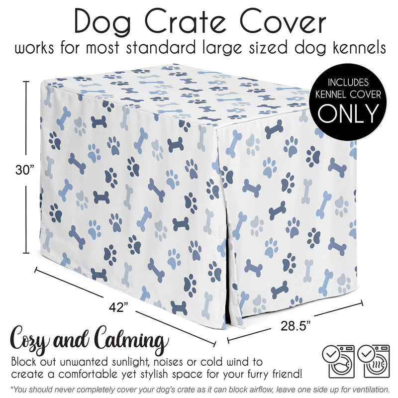 Paw and Bone Navy Blue Collection Dog Crate Kennel Cover 42in.