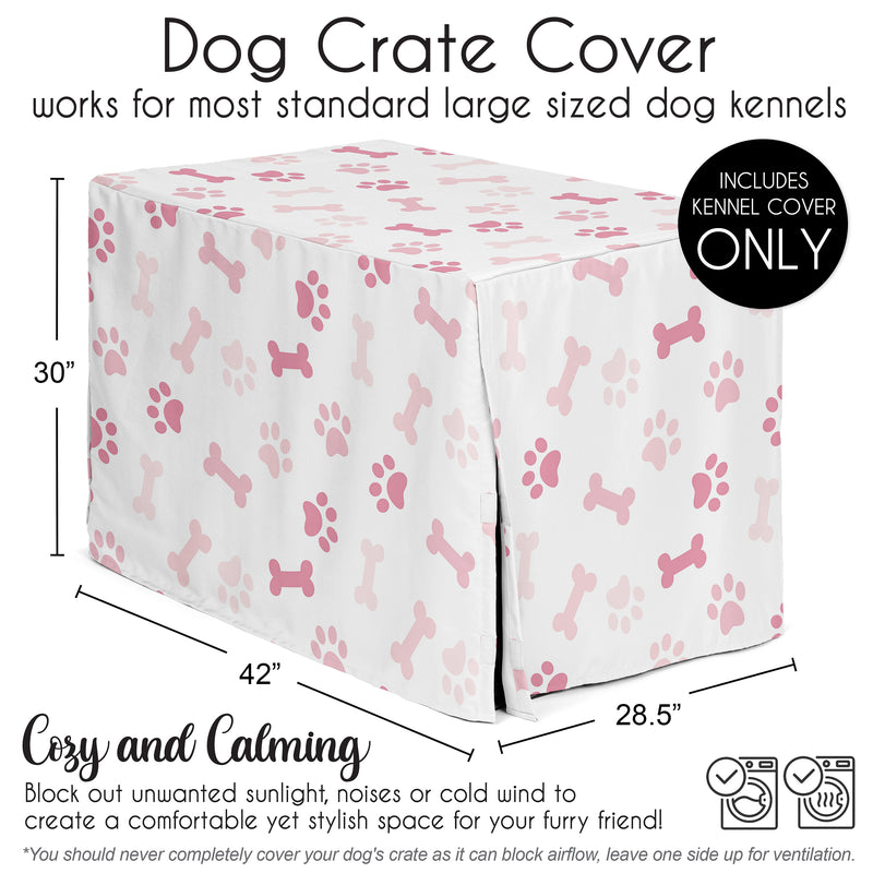 Paw and Bone Blush Pink Collection Dog Crate Kennel Cover 42in.