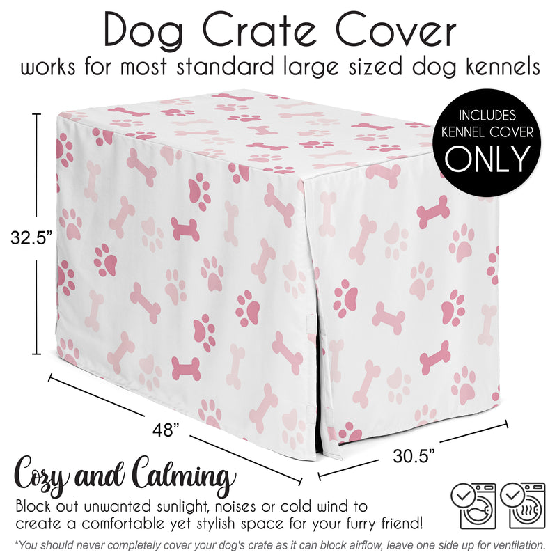 Paw and Bone Blush Pink Collection Dog Crate Kennel Cover 48in.