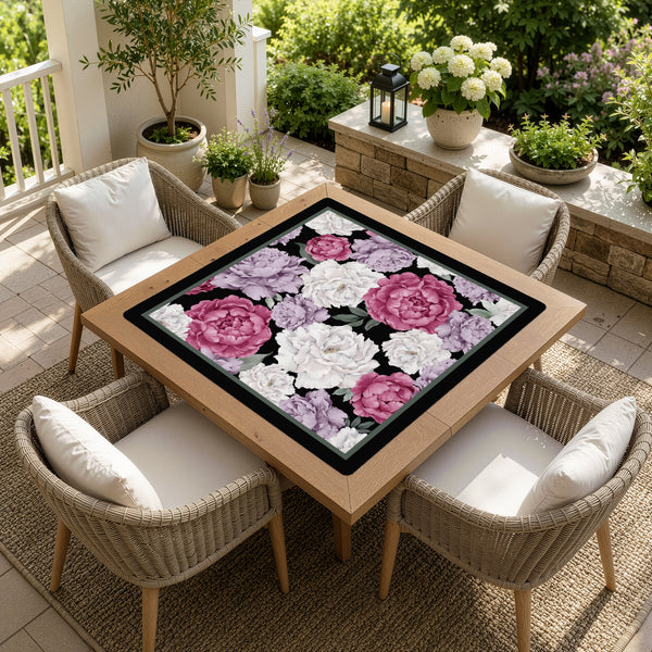 Peony Floral Garden Black and Rose Collection Mahjong Mat for Table - Shipped Rolled alternate view