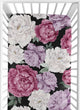 Peony Floral Garden Black and Rose Collection Crib Sheet