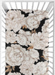 Peony Floral Garden Black and Ivory Collection Crib Sheet