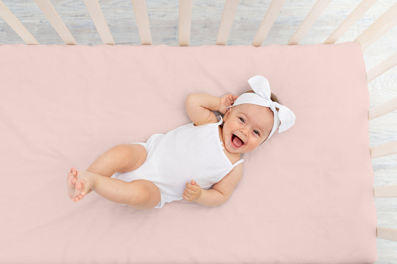 Peony Floral Garden Pink and Ivory Collection Crib Sheet - Solid Blush Pink