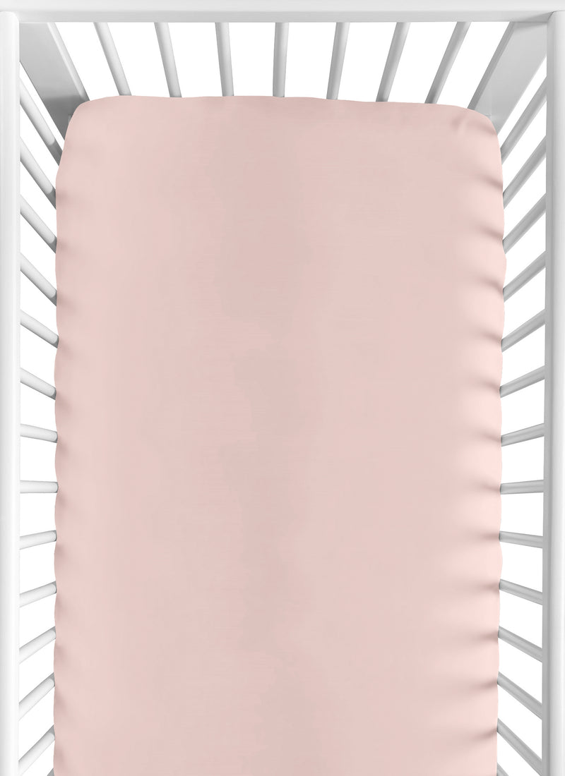 Peony Floral Garden Pink and Ivory Collection Crib Sheet - Solid Blush Pink