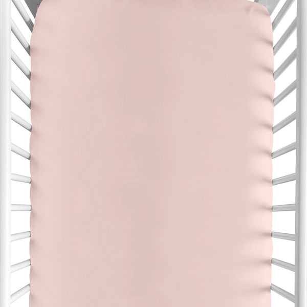 Peony Floral Garden Pink and Ivory Collection Crib Sheet - Solid Blush Pink