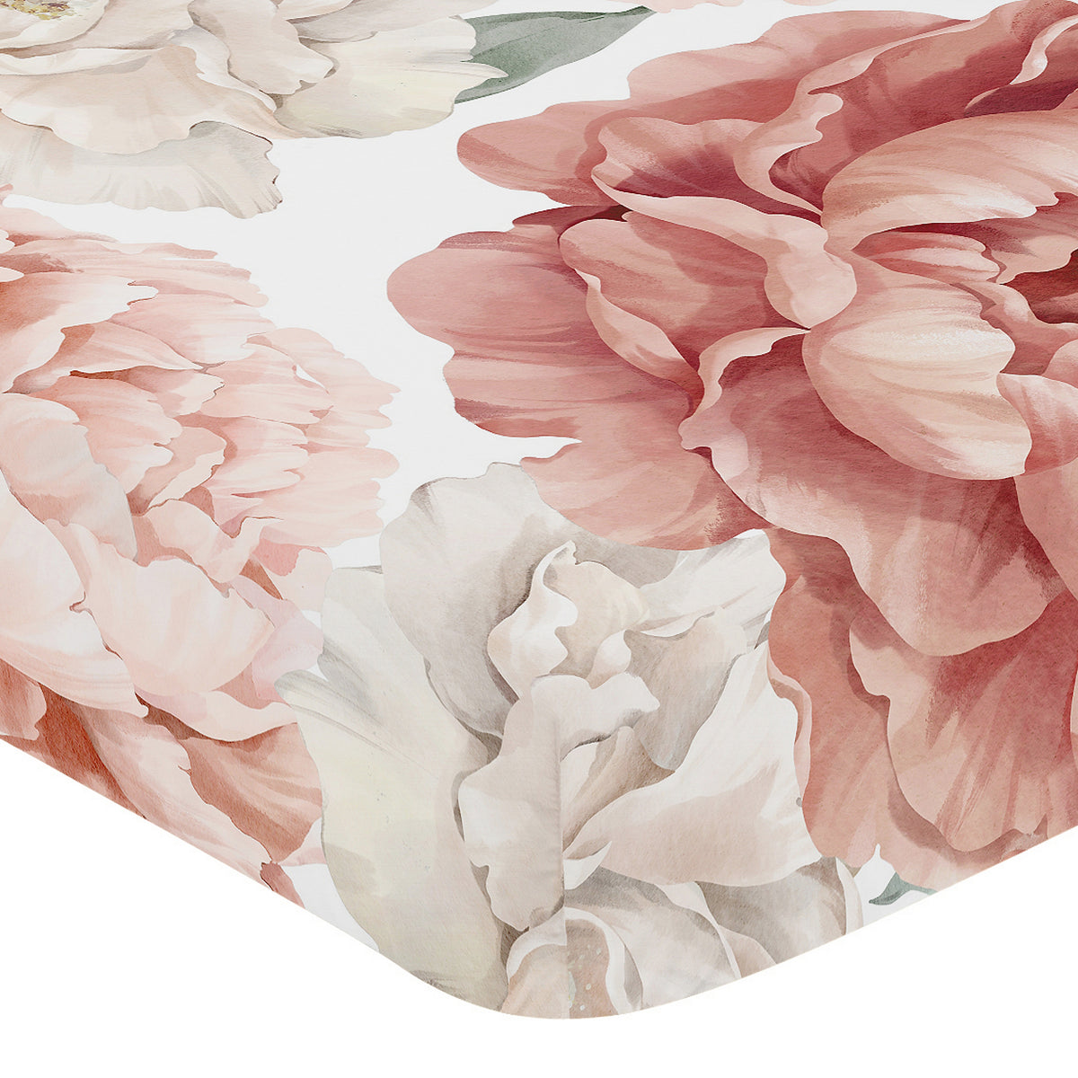 Peony Floral Garden Pink and Ivory Collection Crib Sheet - Oversized Flower Print