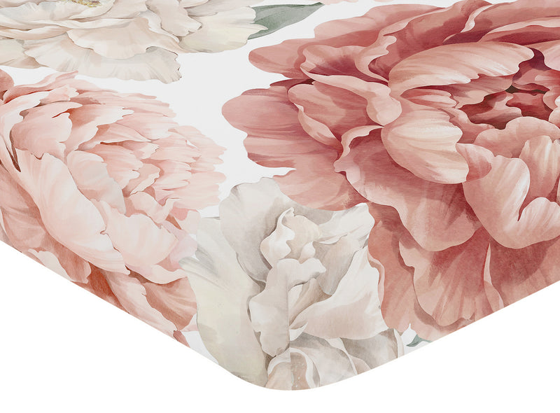 Peony Floral Garden Pink and Ivory Collection Crib Sheet - Oversized Flower Print
