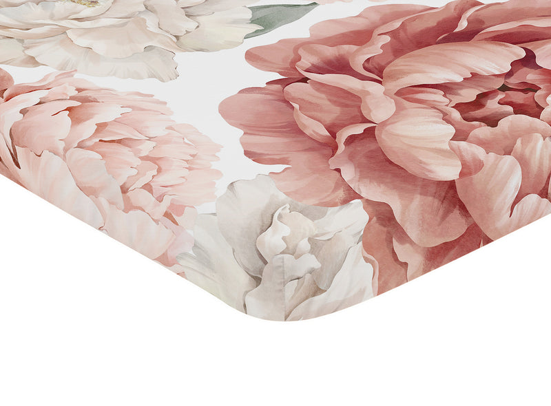 Peony Floral Garden Pink and Ivory Collection Mini Crib Sheet - Oversized Flower Print
