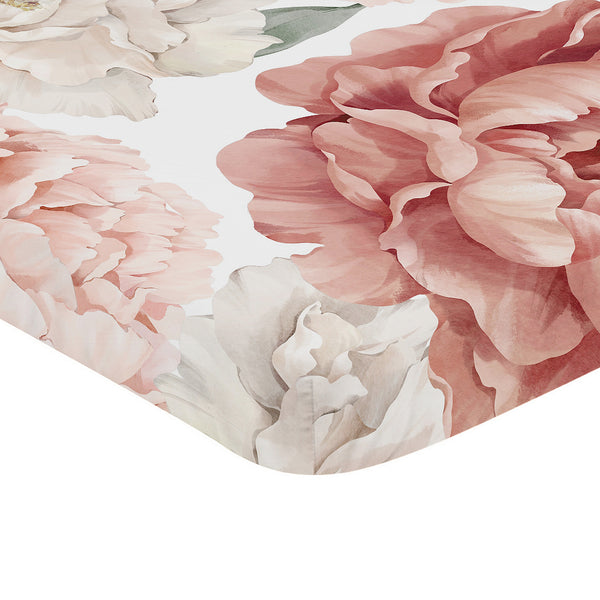 Peony Floral Garden Pink and Ivory Collection Mini Crib Sheet - Oversized Flower Print alternate view