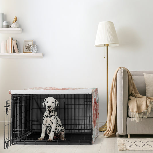 Peony Floral Garden Pink and Ivory Collection Dog Crate Kennel Cover 36in.