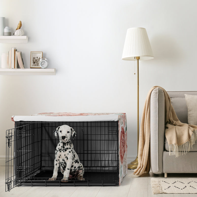 Peony Floral Garden Pink and Ivory Collection Dog Crate Kennel Cover 36in.