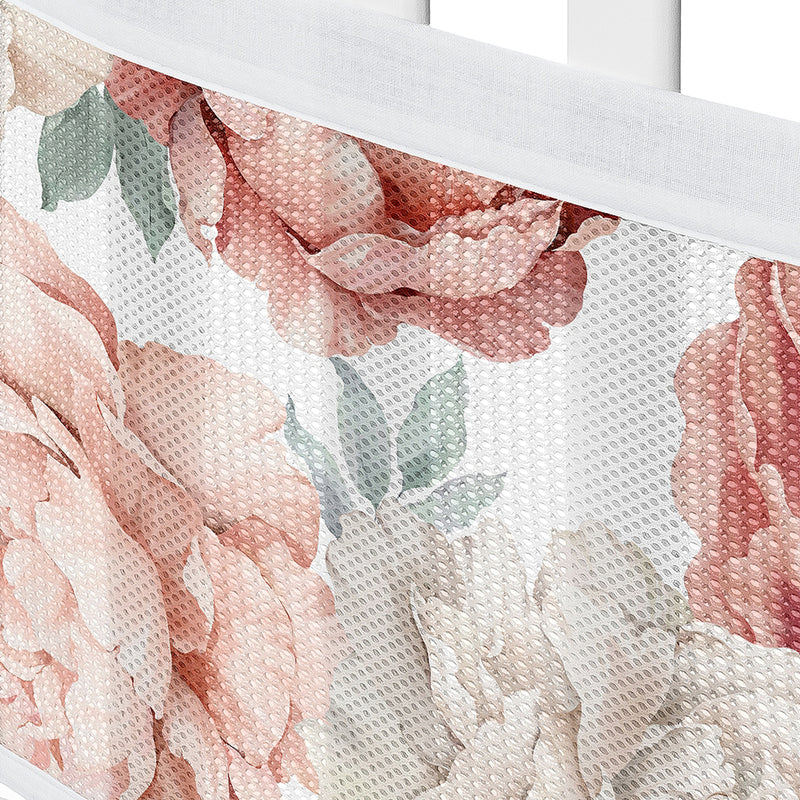 Peony Floral Garden Pink and Ivory Collection Sweet Jojo Designs + BreathableBaby Breathable Mesh Crib Liner