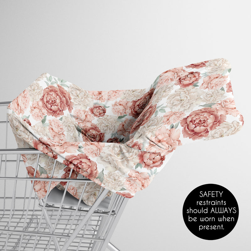 Peony Floral Garden Pink and Ivory Collection Multi Use Baby Car Seat and Nursing Cover