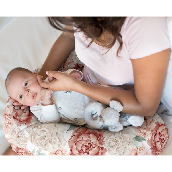Peony Floral Garden Pink and Ivory Collection Nursing Breastfeeding Pillow Cover alternate view