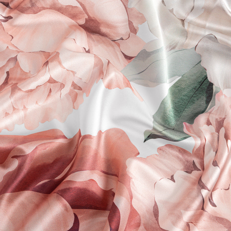 Peony Floral Garden Pink and Ivory Collection Satin Fitted Crib Sheet
