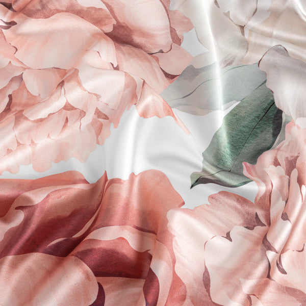 Peony Floral Garden Pink and Ivory Collection Satin Fitted Crib Sheet alternate view