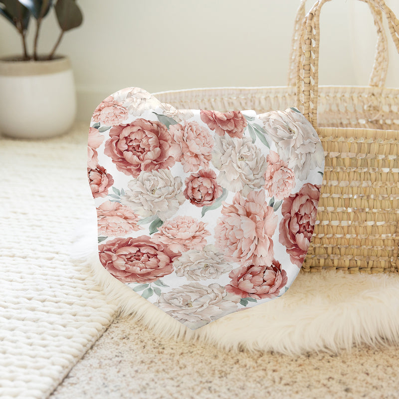 Peony Floral Garden Pink and Ivory Collection Baby Swaddle Blanket