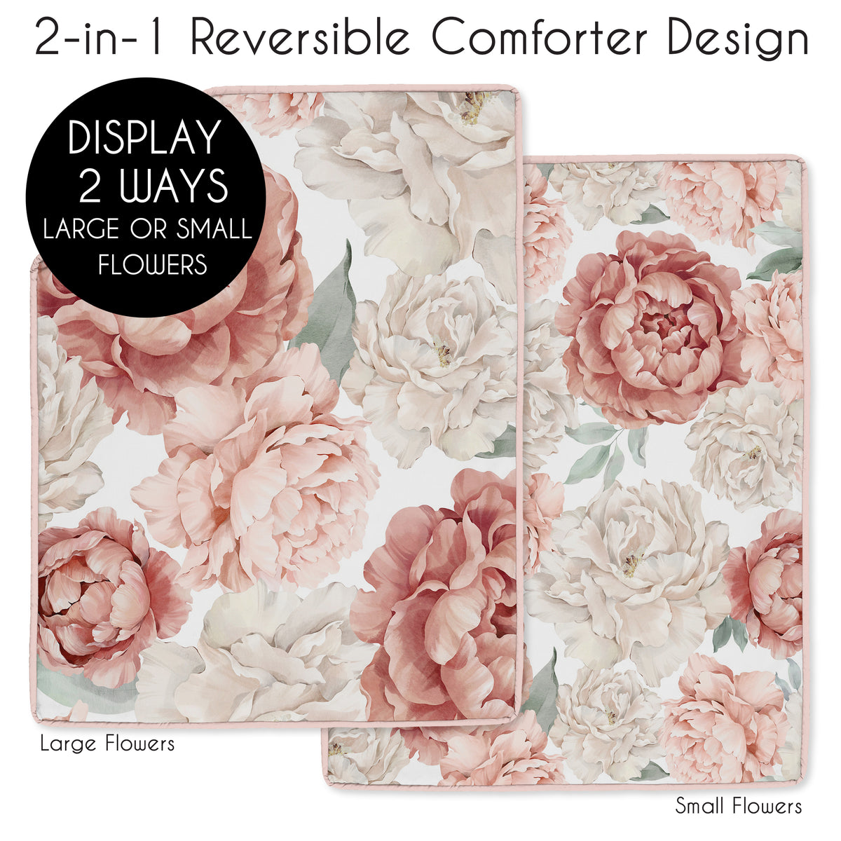 Peony Floral Garden Pink and Ivory Collection Sweet Jojo Designs 6 Piece Crib Bedding + BreathableBaby Breathable Mesh Liner