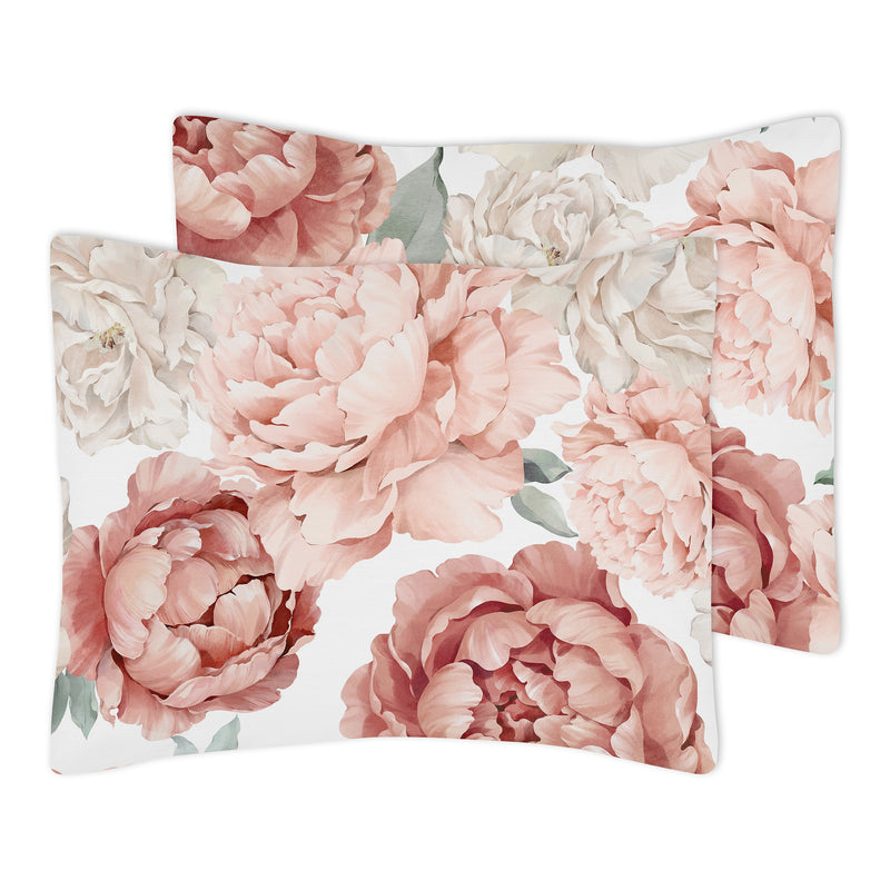 Peony Floral Garden Pink and Ivory Collection Full/Queen Bedding
