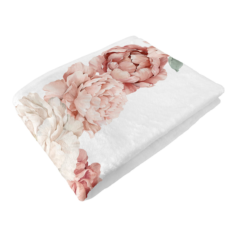 Peony Floral Garden Pink and Ivory Collection Monthly Milestone Baby Blanket