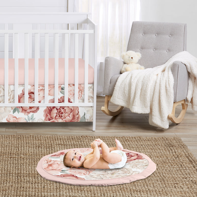 Peony Floral Garden Pink and Ivory Collection Playmat