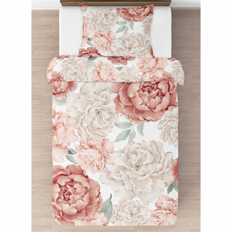 Peony Floral Garden Pink and Ivory Collection Twin Bedding
