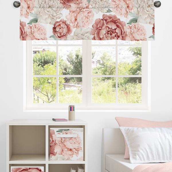 Peony Floral Garden Pink and Ivory Collection Window Valance alternate view