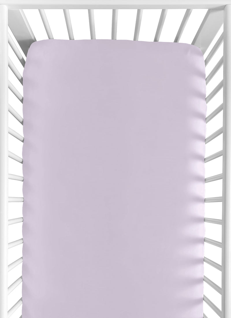 Peony Floral Garden Lavender Purple and Ivory Collection Crib Sheet - Solid Lavender Purple