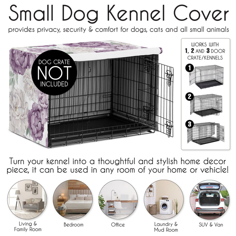 Peony Floral Garden Lavender Purple and Ivory Collection Dog Crate Kennel Cover 24in.