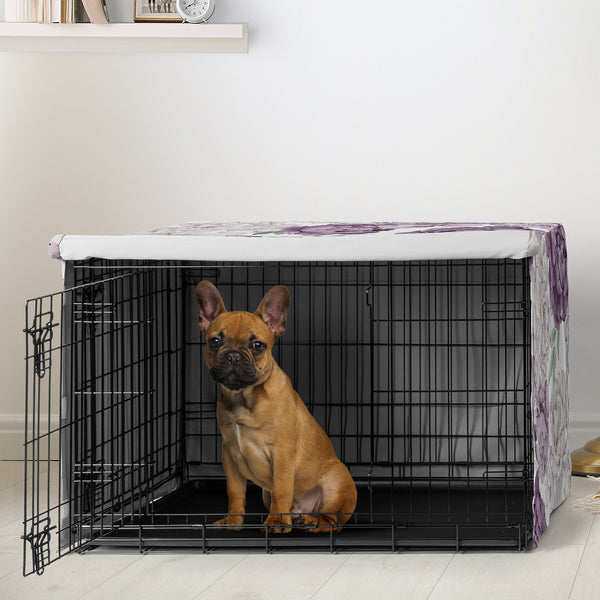 Peony Floral Garden Lavender Purple and Ivory Collection Dog Crate Kennel Cover 30in. alternate view