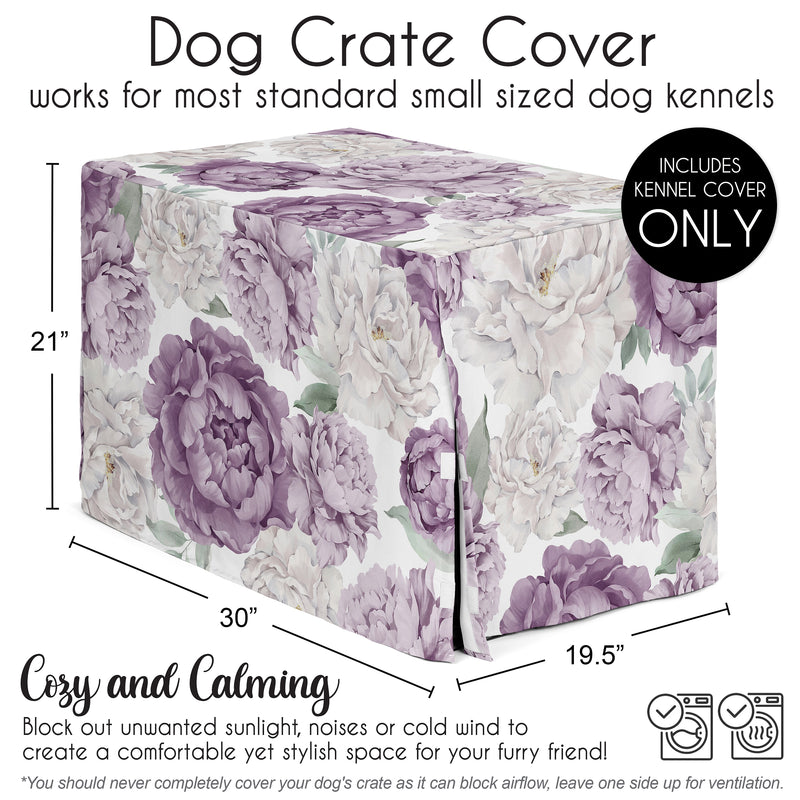 Peony Floral Garden Lavender Purple and Ivory Collection Dog Crate Kennel Cover 30in.