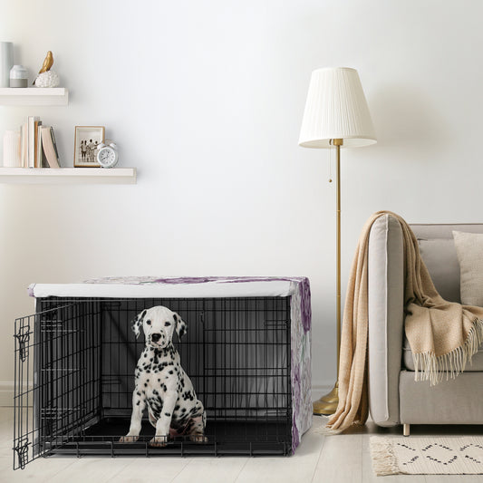 Peony Floral Garden Lavender Purple and Ivory Collection Dog Crate Kennel Cover 36in.