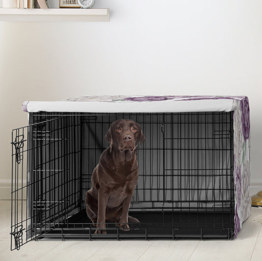 Peony Floral Garden Lavender Purple and Ivory Collection Dog Crate Kennel Cover 42in.